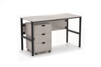 psací stůl Cremona na kovových nohách s kontejnerem - béžová Pískový 