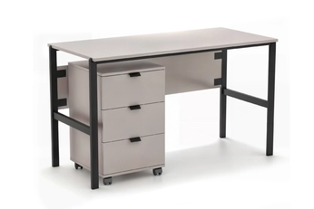 Písací stôl Cremona na kovových nohách s kontajnerom - Béžová Pieskový