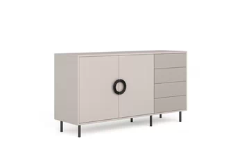 Komoda Nubo 150 cm so zásuvkami - kašmír / Čierny