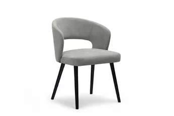 židle dřevěná Luna s čalouněným sedákem - šedá šenil Wind 90 / černé nožičky