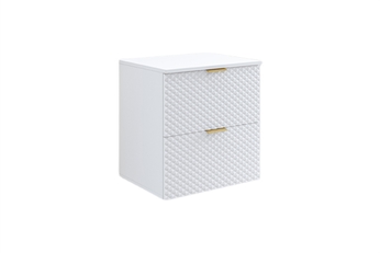 Závěsná umyvadlová skříňka Laura 60 cm se zásuvkami - bílá / bílý pyramidický mat