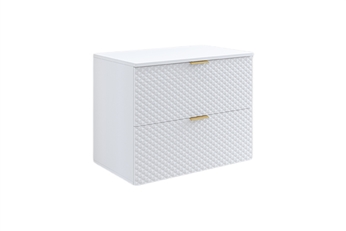 Závesná skrinka pod umývadlo Laura 80 cm so zásuvkami - biela / biely mat pyramídy