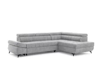 Rohová sedacia súprava Valoris L s funkciou spánku pravá strana - šedý velúr ľahkočistiaci Cloud 81