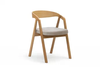židle dřevěná Elvarin s čalouněným sedákem - světlý šedá šenil Wind 05 / dub lakierowany