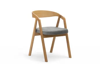 židle dřevěná Elvarin s čalouněným sedákem - šedá šenil Wind 90 / dub lakierowany