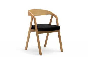 židle dřevěná Elvarin s čalouněným sedákem - černá šenil Wind 99 / dub lakierowany