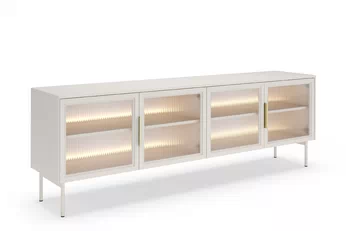 TV stolek Auri 181 cm cashmere s LED osvětlením a kovovými nožkami