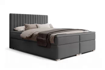 Boxspring posteľ Solani 180x200 s úložným priestorom - Tmavý šedý velúr Castel 93