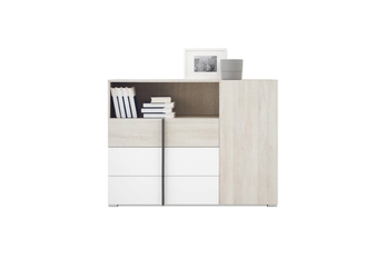 Študentská komoda Lumo 9 120 cm so zásuvkami - dub wilton biely / biely lux / antracit