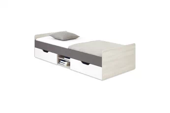 Posteľ mlodziezowe Lumo 15 90x200 so zásuvkami a úložným priestorom - Dub wilton biela / biela lux / Antracytová