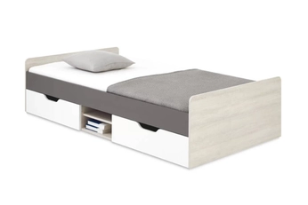 Posteľ mlodziezowe Lumo 16 120x200 so zásuvkami a úložným priestorom - Dub wilton biela / biela lux / Antracytová
