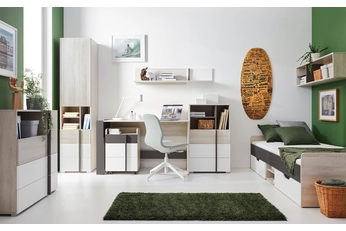 Komplet nábytku mlodziezowych Lumo II z lozkiem 120x200 cm - Dub wilton biela / biela lux / Antracytová