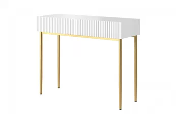 konzole Nicole 100 cm se zásuvkami - bílý mat / zlote nozki