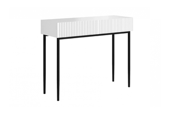 Konzolový Stolík Nicole 100 cm so zásuvkami - biely mat / čierny nozki