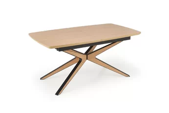 Stůl rozkladany Lenvaro 160-220x90 cm - světle hnědá / černá