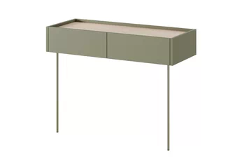 Konzolový Stolík Desin 100 cm so zásuvkami i metalowymi nogami - Oliva / Dub nagano