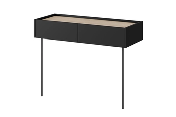 Konzolový Stolík Desin 100 cm so zásuvkami i metalowymi nogami - Čierny mat / Dub nagano