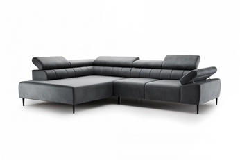 Rohová sedacia súprava s elektricky výsuvným sedákem Taloria L Ľavá strana - Grafitový zamat ľahkočistiaci Zetta 305 / nožičky čierny - Koncovka Série