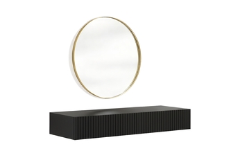 Toaletný stolík závesná Nicole ze zlotym zrkadlom 60 cm - Čierny mat