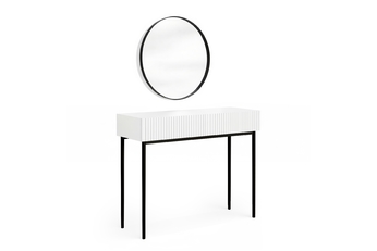 Toaletní stolek Nicole z czarnym zrcadlem 60 cm - bílý mat / černá nozki