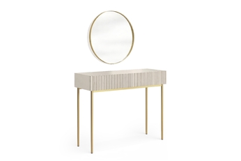 Toaletní stolek Nicole ze zlotym zrcadlem 60 cm - kašmír / zlote nozki