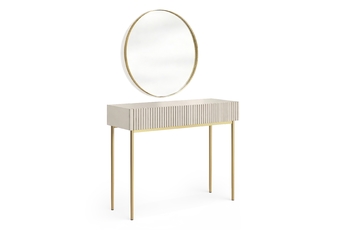 Toaletní stolek Nicole ze zlotym zrcadlem 80 cm - kašmír / zlote nozki