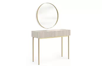 Toaletní stolek Nicole ze zlotym zrcadlem 80 cm - kašmír / zlote nozki