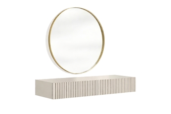 Toaletní stolek závěsná Nicole ze zlotym zrcadlem 80 cm - kašmír / kašmír mat