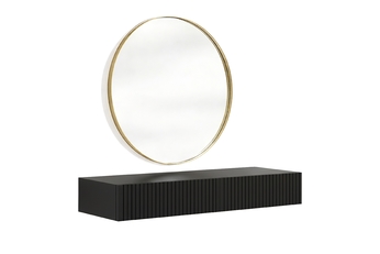Toaletný stolík závesná Nicole ze zlotym zrkadlom 80 cm - Čierny mat