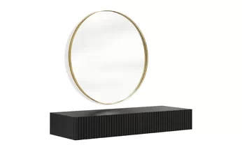 Toaletní stolek závěsná Nicole ze zlotym zrcadlem 80 cm - černá mat