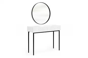 Toaletní stolek Nicole z czarnym zrcadlem 80 cm - bílý mat / černá nozki