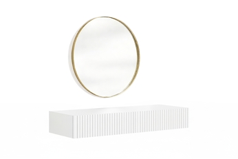 Toaletný stolík závesná Nicole ze zlotym zrkadlom 60 cm - biely mat
