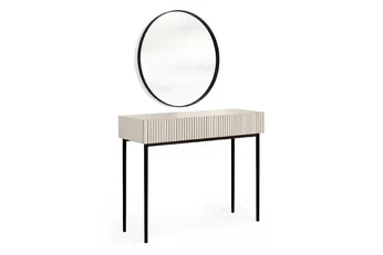 Toaletní stolek Nicole z czarnym zrcadlem 80 cm - kašmír / černá nozki