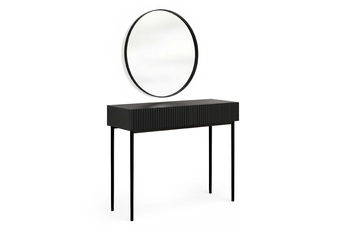 Toaletní stolek Nicole z czarnym zrcadlem 80 cm - černá mat / černá nozki