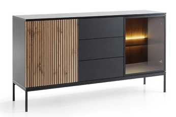 Komoda se zásuvkami i oswietleniem LED Bogalo - černá / dub wotan