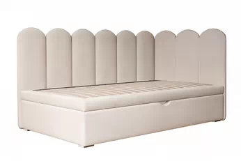 Postel dzieciece čalouněné Calmo 90x200 pravá - béžová welwet Magic Velvet 2250