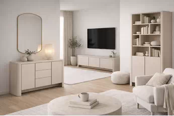 Komplet nábytku pro obývacího pokoje Sorrenti II - kašmír / zlatá