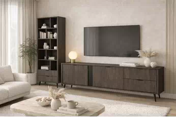 Komplet nábytku pro obývacího pokoje Edrin III - dub dunin / černá