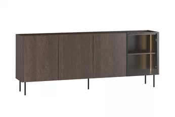 Moderná komoda Dunari 220 cm so štyrmi dverami v prevedení dub dunin s kovovými nohami