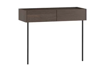 Konzole Dunari 100 cm s dvěma zásuvkami a černými kovovými nohami, dub dunin