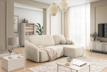 Rohová sedacia súprava Latina Mini s funkciou spánku uniwersalny Ľavý/Pravý - Béžová dzianina Freya 210.02