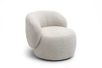 Otočné relaxačné kreslo Calmi v krémovej farbe z látky szenil Bella 05