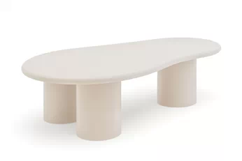 Konferenční stolek Gisela 130 cm béžový s oválnou deskou ve stylu Japandi