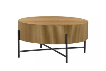 Okrúhly konferenčný stolík Corbi 80 cm dub čierny matný kovový rám