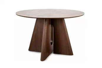 Stôl okragly Karvilo 120 cm - mramor / Tmavý orech