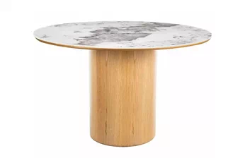 Stôl okragly Vensaro 120 cm - mramor / Dub prírodné