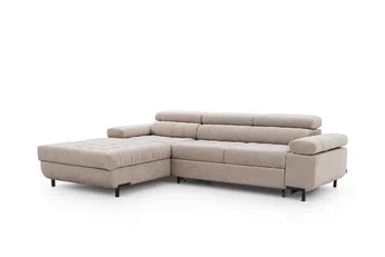 Rohová sedacia súprava Tyrion L II s funkciou spánku Ľavá strana - béžový šenil Vibe 08