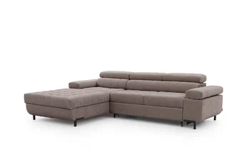 Rohová sedacia súprava Tyrion L II s funkciou spánku Ľavá strana - Hnedý šenil Vibe 21