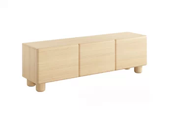 TV stolek Arlo 150 cm se třemi dvířky v barvě dub vicenza, matný povrch, přední pohled
