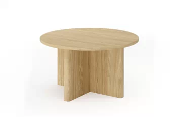Kulatý kávový stolek Bellora 90 cm v olejovaném dubovém provedení, pohled na nohy